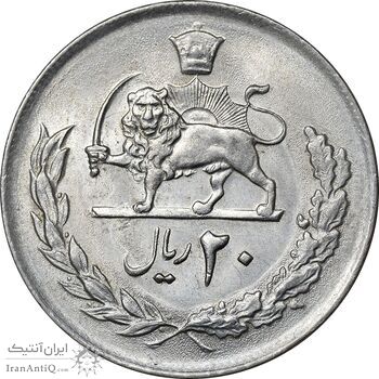 سکه 20 ریال 2537 - MS61 - محمد رضا شاه