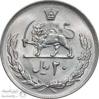 سکه 20 ریال 1357 - MS63 - محمد رضا شاه سکه 20 ریال 1357 - MS63 - محمد رضا شاه