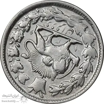 سکه 2 قران 1326 - 6 تاریخ کوچک - ارور چرخش 170 درجه - EF40 - محمد علی شاه