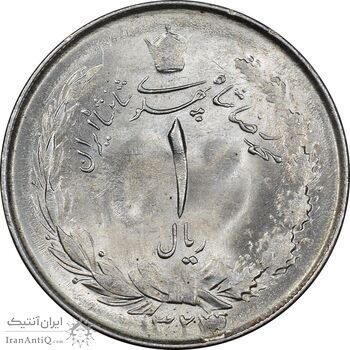سکه 1 ریال 1323/2 نقره - سورشارژ تاریخ - نوع دو - MS63 - محمد رضا شاه