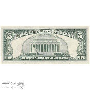 اسکناس 5 دلار 1963 جمهوری فدرال - مهر قرمز - تک - UNC62 - آمریکا اسکناس 5 دلار 1963 جمهوری فدرال - مهر قرمز - تک - UNC62 - آمریکا