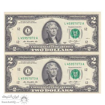 اسکناس 2 دلار 2013 جمهوری فدرال - L (سان فرانسیسکو) - جفت - UNC62 - آمریکا