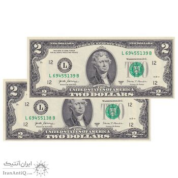 اسکناس 2 دلار 2017 جمهوری فدرال - L (سان فرانسیسکو) - جفت - UNC62 - آمریکا