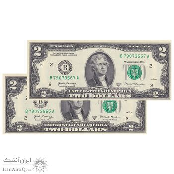 اسکناس 2 دلار 2017 جمهوری فدرال - B (نیویورک) - جفت - UNC61 - آمریکا