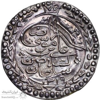 سکه نقره پولکی امام رضا (ع) 1319 - UNC - مظفرالدین شاه