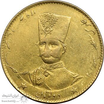 سکه طلا 2 تومان 1296 تصویری - EF45 - ناصرالدین شاه
