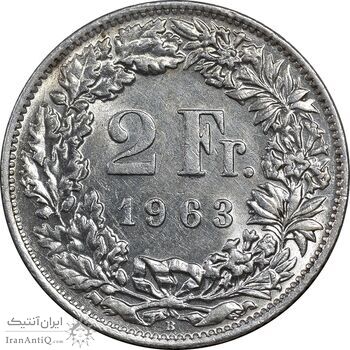 سکه 2 فرانک 1963 دولت فدرال - MS61 - سوئیس