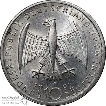 سکه 10 مارک 1992G کته کلویتس - MS61 - آلمان