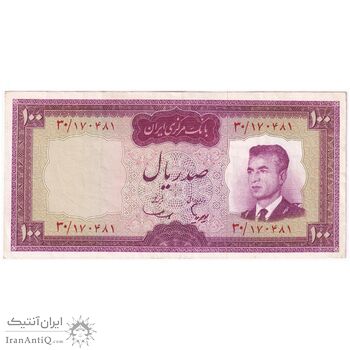 اسکناس 100 ریال (هویدا - سمیعی) - تک - AU50 - محمد رضا شاه