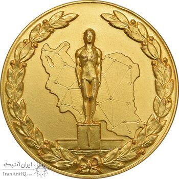 مدال ورزشی برنز قهرمانی کشتی کشور - وزارت آموزش و پرورش - طلایی - AU - محمد رضا شاه