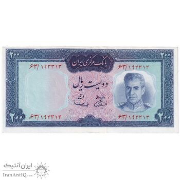 اسکناس 200 ریال (آموزگار - سمیعی) نوشته قرمز - ارور کادر - تک - UNC62 - محمد رضا شاه اسکناس 200 ریال (آموزگار - سمیعی) نوشته قرمز - ارور کادر - تک - UNC62 - محمد رضا شاه