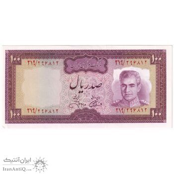 اسکناس 100 ریال (آموزگار - جهانشاهی) - تک - UNC62 - محمد رضا شاه