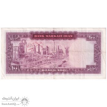 اسکناس 100 ریال (آموزگار - سمیعی) نوشته سیاه - تک - EF45 - محمد رضا شاه