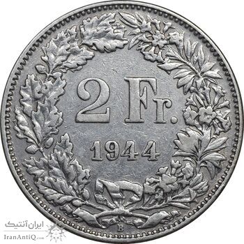 سکه 2 فرانک 1944 دولت فدرال - EF40 - سوئیس