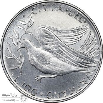 سکه 100 لیره 1975 پاپ پل ششم - MS62 - واتیکان