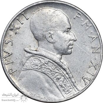 سکه 5 لیره 1952 پیوس دوازدهم - AU50 - واتیکان