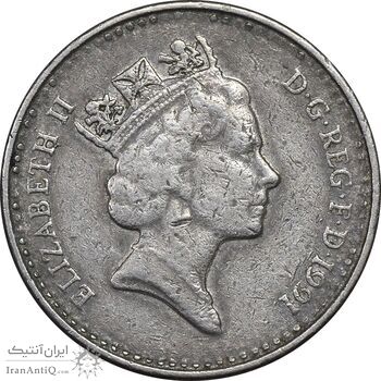 سکه 5 پنس 1991 الیزابت دوم - VF35 - انگلستان