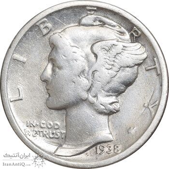 سکه 1 دایم 1938 مرکوری - EF40 - آمریکا