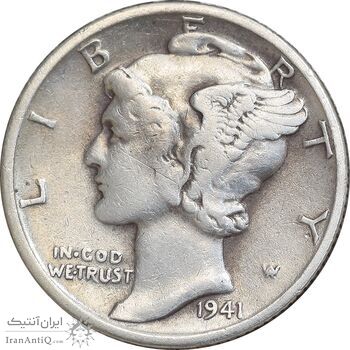 سکه 1 دایم 1941 مرکوری - EF40 - آمریکا