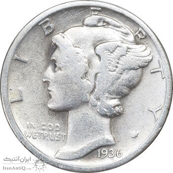 سکه 1 دایم 1936 مرکوری - VF35 - آمریکا