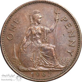 سکه 1 پنی 1967 الیزابت دوم - AU55 - انگلستان