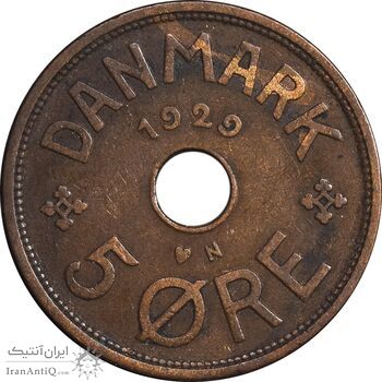سکه 5 اوره 1929 کریستیان دهم - EF45 - دانمارک