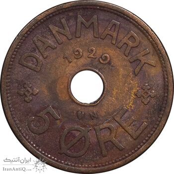 سکه 5 اوره 1929 کریستیان دهم - EF45 - دانمارک