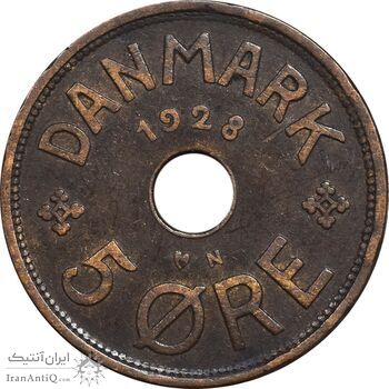 سکه 5 اوره 1928 کریستیان دهم - EF45 - دانمارک