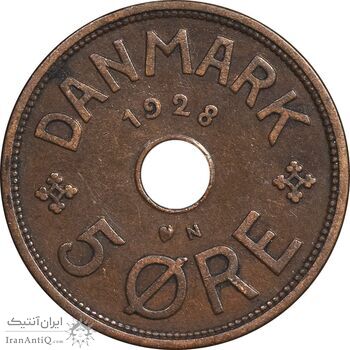 سکه 5 اوره 1928 کریستیان دهم - EF45 - دانمارک