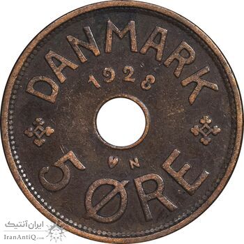 سکه 5 اوره 1928 کریستیان دهم - EF45 - دانمارک
