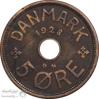 سکه 5 اوره 1928 کریستیان دهم - EF45 - دانمارک