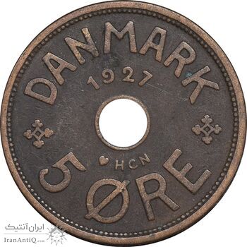 سکه 5 اوره 1927 کریستیان دهم - EF40 - دانمارک