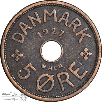 سکه 5 اوره 1927 کریستیان دهم - EF40 - دانمارک