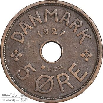 سکه 5 اوره 1927 کریستیان دهم - EF40 - دانمارک