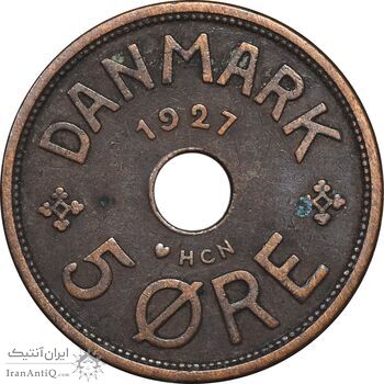 سکه 5 اوره 1927 کریستیان دهم - EF45 - دانمارک