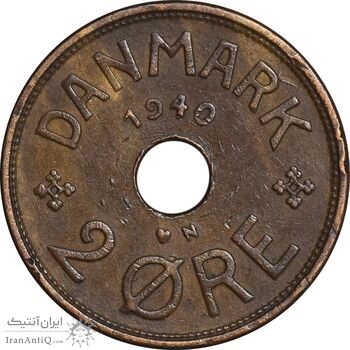 سکه 2 اوره 1940 کریستیان دهم - EF45 - دانمارک