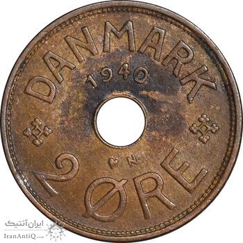 سکه 2 اوره 1940 کریستیان دهم - EF45 - دانمارک