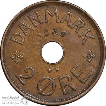 سکه 2 اوره 1939 کریستیان دهم - VF35 - دانمارک