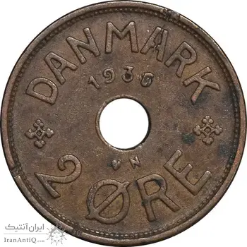 سکه 2 اوره 1936 کریستیان دهم - EF45 - دانمارک