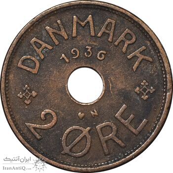 سکه 2 اوره 1936 کریستیان دهم - EF45 - دانمارک