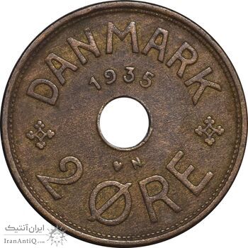 سکه 2 اوره 1935 کریستیان دهم - EF45 - دانمارک
