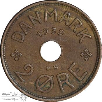 سکه 2 اوره 1939 کریستیان دهم - EF45 - دانمارک