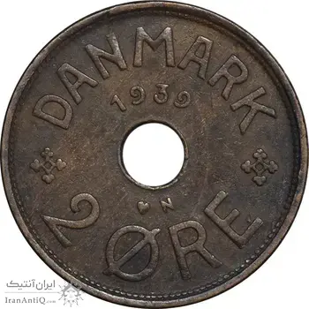 سکه 2 اوره 1939 کریستیان دهم - EF45 - دانمارک