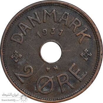 سکه 2 اوره 1931 کریستیان دهم - EF45 - دانمارک
