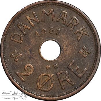 سکه 2 اوره 1931 کریستیان دهم - EF45 - دانمارک