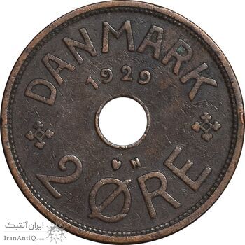 سکه 2 اوره 1929 کریستیان دهم - EF40 - دانمارک