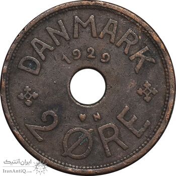 سکه 2 اوره 1929 کریستیان دهم - EF40 - دانمارک