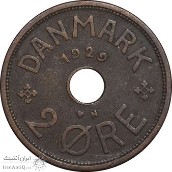سکه 2 اوره 1929 کریستیان دهم - EF45 - دانمارک