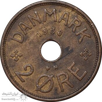 سکه 2 اوره 1938 کریستیان دهم - EF45 - دانمارک