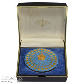 مدال پنجاهمین سال شاهنشاهی پهلوی 2535 - با جعبه فابریک - UNC - محمد رضا شاه